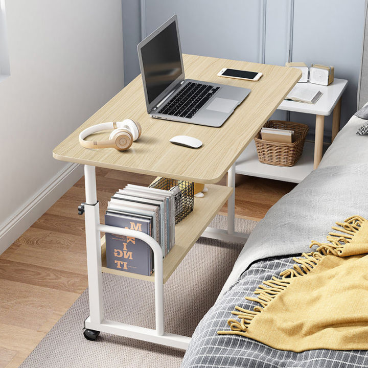 ontop-โต๊ะ-โต๊ะวางโน๊ตบุ๊ค-2ชั้น-โต๊ะคอมพิวเตอร์-office-desk-โต๊ะข้างเตียงมีล้อ-ปรับความสูงได้-โต๊ะไม้-ที่วางแล็ปท็อป-พร้อมส่ง