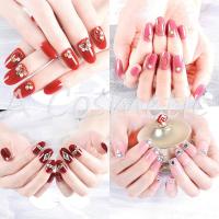 ❀COD❀FLID 24pcs Kuku Palsu 3D Nikah Wedding False Fake nail art Warna solid matte selesai set