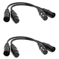 2X XLR Male 3 Pin to XLR Female 5 Pin &amp; XLR Female 3 Pin to XLR Male 5 Pin Audio Cable, for Microphone DMX Stage Light