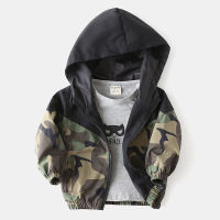 Boys baby clothes spring and autumn jacket boys camouflage color matching hooded windbreaker childrens windbreaker jacket