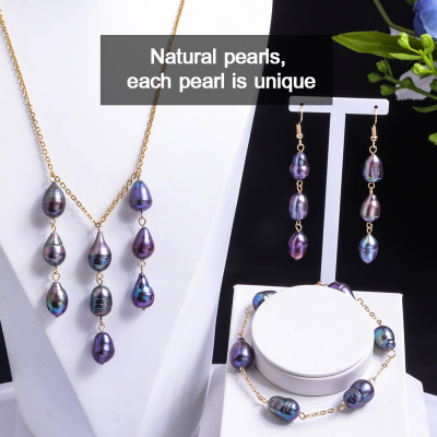 Cring Coco Freshwater Pearl Jewelry Sets Hawaiian Polynesian Jewellery Set Trend Natural Pearls Earrings Necklaces Set for Women