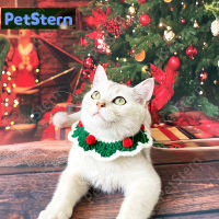 PetStern ?Merry Christmas? ผ้าพันคอสัตว์เลี้ยง ปลอกคอแมว ปลอกคอคริสต์มาส สําหรับสัตว์เลี้ยง ปลอกคอไหมพรม?