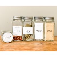 Minimalist Herbs and Spice Labels - Custom List - Waterproof labels - Water and Oil Resistant custom sizes Any Language