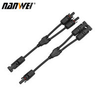 NANWEI Y Branch Solar Connectors Parallel Cable Adapter 4-Way Solar Cable Connector Self-Locking IP67 Waterproof PV Panel Male Female Extension Connector 12AWG