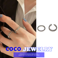 COCOJEWELRY Frigid ลมบิดโซ่ชุดแหวนหญิงซอกออกแบบแสงหรูหราแฟชั่นบุคลิกภาพที่เรียบง่ายนิ้วชี้