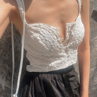 Women Summer Camisole Solid Color Textured Pattern Sleeveless Sling Shoulder Straps Vest Tops
