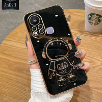 AnDyH 2022 New Design For Infinix Hot 11S Case Luxury 3D Stereo Stand Bracket Astronaut Fashion Cute Soft Case