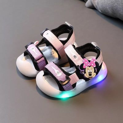 2021 Disney Minnie baby light-up sandals kids children shoes boys and girls beach shoes Mickey mouse LED toddler shoes