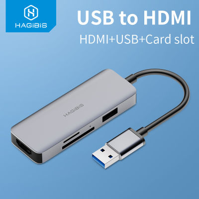 Hagibis USB 3.0 to HDMI-compatible Adapter USB hub Video Converter HD SDTF card reader Converter for Windows 108.187 Mac OS