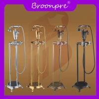 BROONPRE  ทองแดงทั้งหมดยุโรปย้อนยุคชั้นยืนอ่างอาบน้ำหงส์ก๊อกน้ำร้อนและเย็นห้องอาบน้ำฝักบัวอ่างอาบน้ำแตะอ่างโกลเด้นอาบน้ำผสม