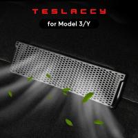 แผงป้องกันฝุ่นช่องแอร์ด้านหลัง ใต้เบาะนั่ง สำหรับ Tesla Model Y และ Model 3 ฝาครอบช่องระบายแอร์รถยนต์3ช่องสำหรับเทสลารุ่น Y ช่องแอร์หลังใต้เบาะป้องกันฝุ่นป้องกันเศษ2ชิ้น