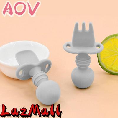 AOV [11.11] Self Feeding Baby Cutlery Infant Spoons And Forks Set Food Grade Silicone Chewtensils For Baby Led หย่านม COD Freeshipping