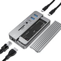 ACASIS 10 in 1 Docking Station USB-C 3.2 HUB 10Gbps with M.2 NVME and SATA SSD Enclosure -Compatible 100W PD for PC