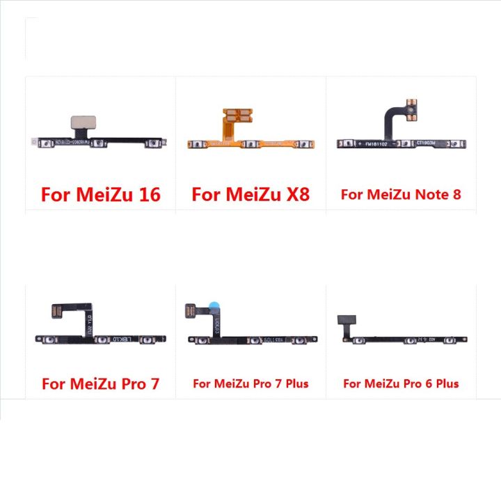 การควบคุมกุญแจสวิตช์ปริมาณ Flex สำหรับ Meizu 16 X8 Note 8 U20 U10 Pro 7 6 Plus อะไหล่ปุ่มเปิดปิดชิ้นส่วนซ่อมแซมปุ่ม