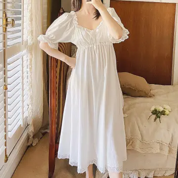 Women's Thin Lace Pajama Dress Nightgown Sleepwear Long Sleeve Princess  Vintage