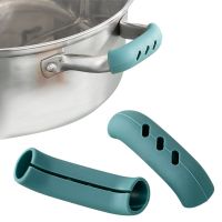 2pcs Silicone Anti-Scald Pot Handle Protectors Non-Slip Pot Clip Sleeves Heat Resistant Oven Gloves Kitchen Gadgets Kitchen Tool Pots Pans