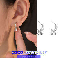 เครื่องประดับ COCOJEWELRY ต่างหูเงินแท้999ทันสมัยและประณีตรูปตัว C ต่างหูต่างหูสไตล์โบฮีเมียนเย็นอเนกประสงค์สำหรับผู้หญิง