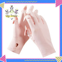 【จัดส่งที่รวดเร็ว✨】Women Non-slip Ice Silk Gloves Summer Sunscreen Thin Breathable Gloves For Outdoor Sports Riding