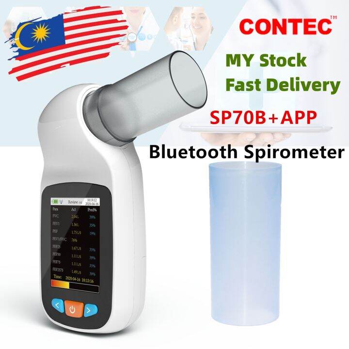 (MY Stock)CONTEC SP70B Spirometer Handheld Digital FVC, FEV1, PEF Lung ...