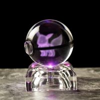 50mm Hot Sale 3D Laser Engraving Amine Figures Fashion Crystal ball Sphere LED Base Christmas Gfits for Kids