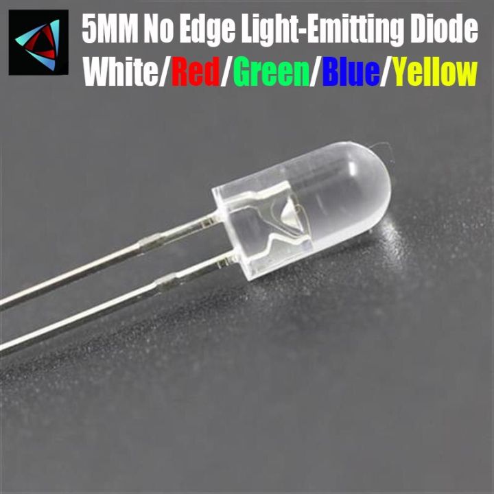 50Pcs 5MM No edge Light-Emitting Diode LED White Red Green Blue Yellow Assorted Kit Electrical Circuitry Parts