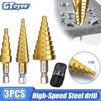 High-speed Steel Titanium Coated Ladder Bit 4-12 4-20 4-32mm Electric Tool Metal High-speed Steel Wood Hole Cutter Core Bit Set Drills Drivers