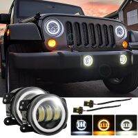 4 Inch Angel Eyes LED Fog Light Car Front Foglight 15000LM Replacement Auto Lamp DRL Driving Fog Lamp for Offroad