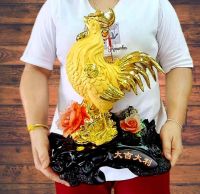 ไก่ ไก่ยืน ก้อนทอง ดอกโบตั๋น มงคล ไก่ทอง นำโชคเรียกทรัพย์ เสริมดวง พร้อมส่ง สูง16นิ้ว