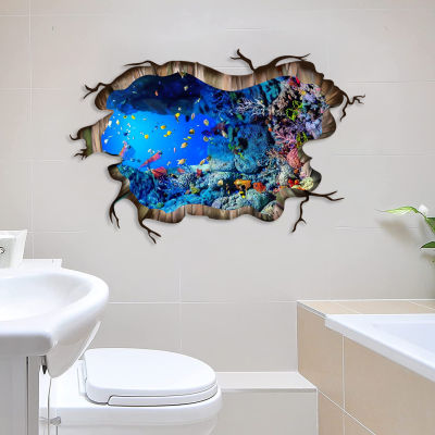 3D Home Sticker Bathroom Turtle Under Floor Sea The Nursery Stickers Bedroom Animals Underwater Decal Wall