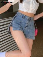 【hot】 Cotvotee Denim Shorts for 3 2023 New Fashion Streetwear Womens Wide Leg Waisted