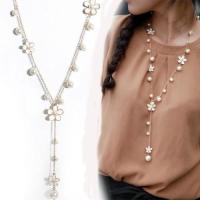 Womens Elegant  Flower Sweater Chain Long Pendant Necklace Jewelry Gift