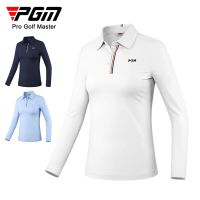 PGM Golf Womens Shirt Autumn Winter Long Sleeve Clothing Simple High Elastic Slim Polo Sports T-shirt Top for Women YF534