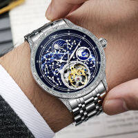 Tourbillon นาฬิกาข้อมือสำหรับผู้ชายนาฬิกา Starry Sky Luminous อัตโนมัตินาฬิกาแบรนด์หรูกันน้ำ Moon Phase Clock