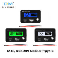 Diymore 6140,USB3.0 DC8-30V + เอาต์พุต Tpye-C LCD จอแสดงผลแสงสีเขียวเครื่องตรวจจับพลังงานแบตเตอรี่เหมาะสำหรับจอแสดงผลรถยนต์ไฟฟ้าฯลฯการตั้งค่า6โหมด