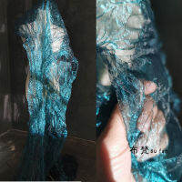 Aquamarine Mermaid Organza ไม่สม่ำเสมอจีบเลเซอร์ไล่โทนสีผ้ามุมมองจีบเสื้อผ้าออกแบบผ้า