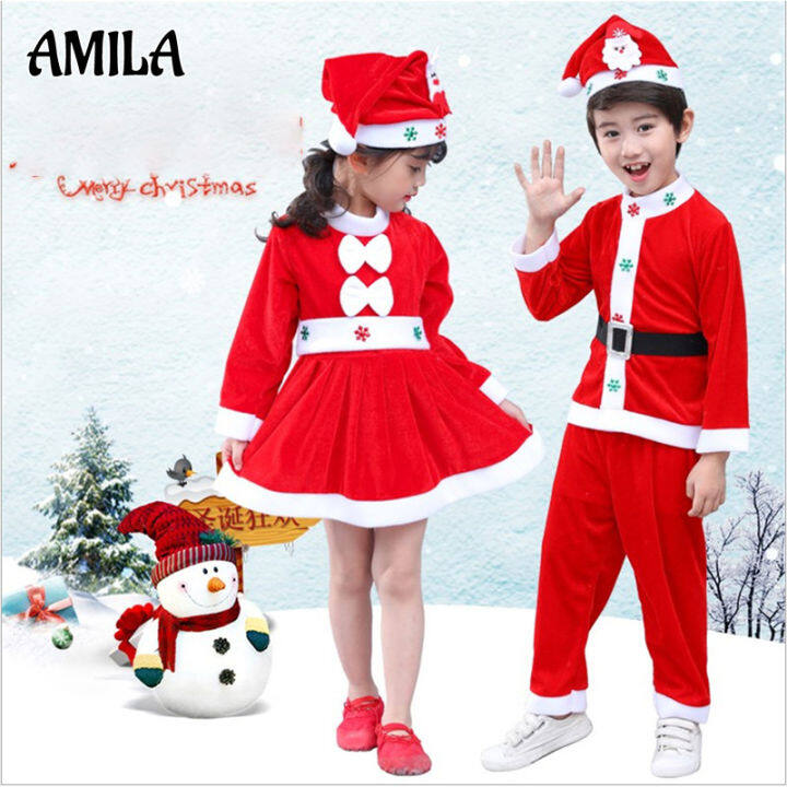 amila-เด็กคริสต์มาสเครื่องแต่งกายเด็กชายและเด็กหญิงการแสดงเครื่องแต่งกายชุดฮาโลวีนซานตาคลอสเครื่องแต่งกาย