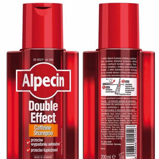 Dầu Gội Alpecin Double Effect Caffeine Shampoo chống gàu và rụng tóc 200 ml