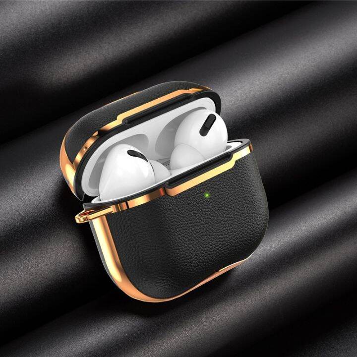 for-airpods-pro-2-case-with-hook-black-gold-electroplating-earphone-case-headphone-cover-for-apple-air-pod-3-pro-2nd-generation