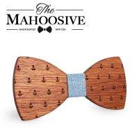 MAHOOSIVE Classic Captain Wood Bow Ties Wooden Butterfly Bowknots Gravatas Cravat Boys Clothing