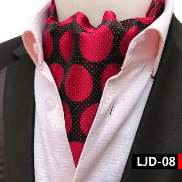 Set of 2 Men's Polka Dot Silk Cravat Ties Jacquard Woven Casual Ascot  Gifts