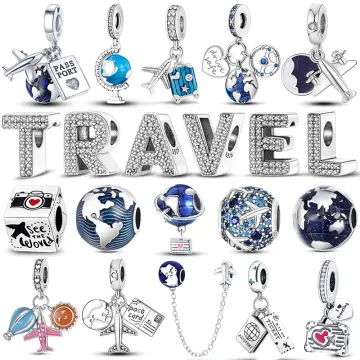 MULA 925 Sterling Silver Charms for Bracelets and Necklaces Airplane  Passport Da