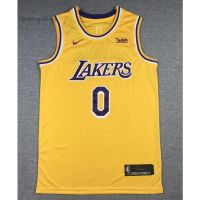 Hot Newest Top-quality New arrival 2022 2023 Newest shot goods Most popular 22/23 Top quality Ready Stock High quality 2021 new season NBA mens Los Angeles Lakers 0 Russell Westbrook embroidery basketball jerseys jersey Round neck yellow