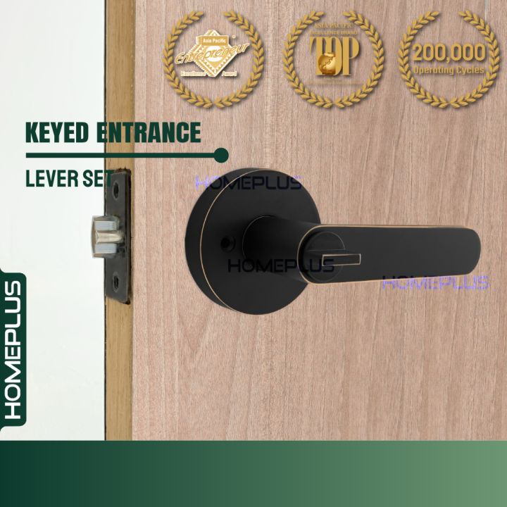 Keyed Entrance Lever Set Tubular Knob Cylindrical Cylinder Door Lock ...