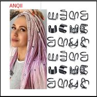 ANQII โลหะผสมอัลลอยด์ เครื่องประดับผมเครื่องประดับ สีเงินสี อุปกรณ์ถักเปีย คลิปถักโลหะผสม สไตล์พังค์ อุปกรณ์เสริมเดรดล็อค ที่รัดหูแบบไม่ต้องเจาะ ผู้หญิงผู้ชาย