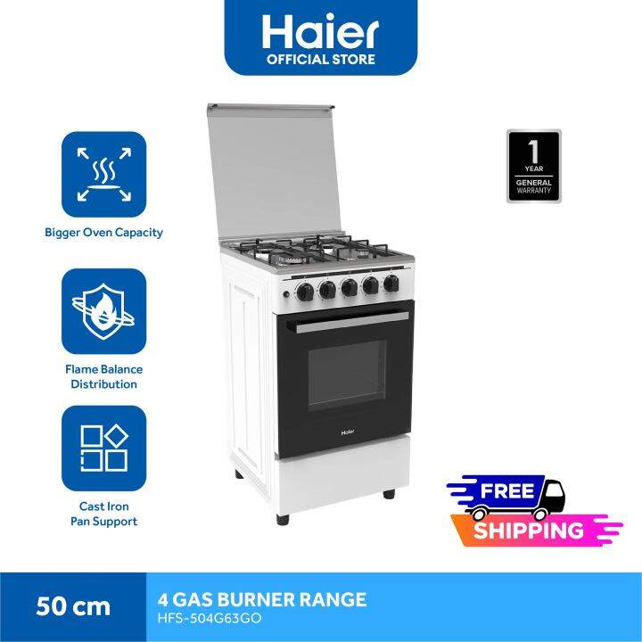 Haier HFS504G63GO 50cm Gas Range 4 Burners with 63L Gas Oven for