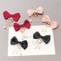 【cw】 New Bow Hairpins Pearls Tassel Pendant Clip Hairpin Fashion Design Ponytail Hair Accessories