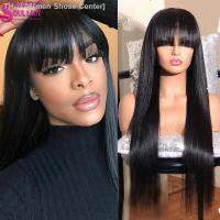 Straight Lace Front Wig With Bangs Fringe Straight Human Hair Wigs With Bangs For Women Brazilian Bang Wig Human Hair Frontal [ Hot sell ] men Shose Center