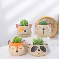 Modern Nordic Animal Flower Pot Cute Panda Fox Animal Succulent Flower Pot Green Plant Decoration Basin Home Office Decor Crafts