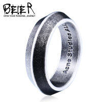 เครื่องประดับ BEIER เครื่องประดับง่ายๆสไตล์นอร์ดิกสไตล์สวีเดนสามเหลี่ยมคู่แฟชั่นแหวนเหล็กไทเทเนียมบุคลิกภาพ