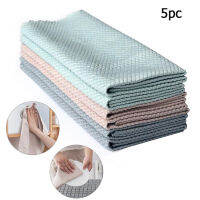 5PC-L Fish Scale Grid Cleaning Cloth Microfiber Cloth Absorbent Cleaning Cloth Dish Drying Cloth  Kitchen Supplies Rag 鱼鳞抹布